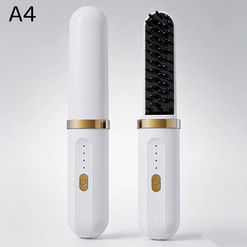 Mini Portable Straight Hair Comb Set Wireless Charging Curling Iron Fast Heating Lightweight for Office Travel Bangs Touch Up