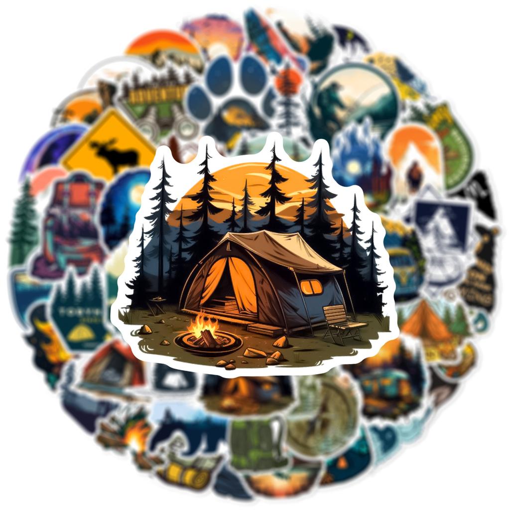50/100pcs Forest Camping Hiking Outdoor Stickers Travel Scenery Decals Suitcase Luggage Bike Car Waterproof Graffiti Sticker