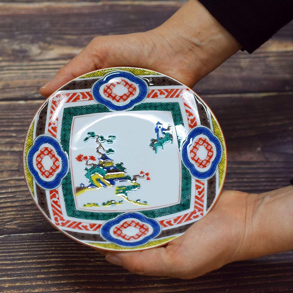 Waza No Kura: Stylish Kutani Ware Side Plate with Mokko Chirashi Landscape Design, Made In Japan, Perfect As a Birthday Gift