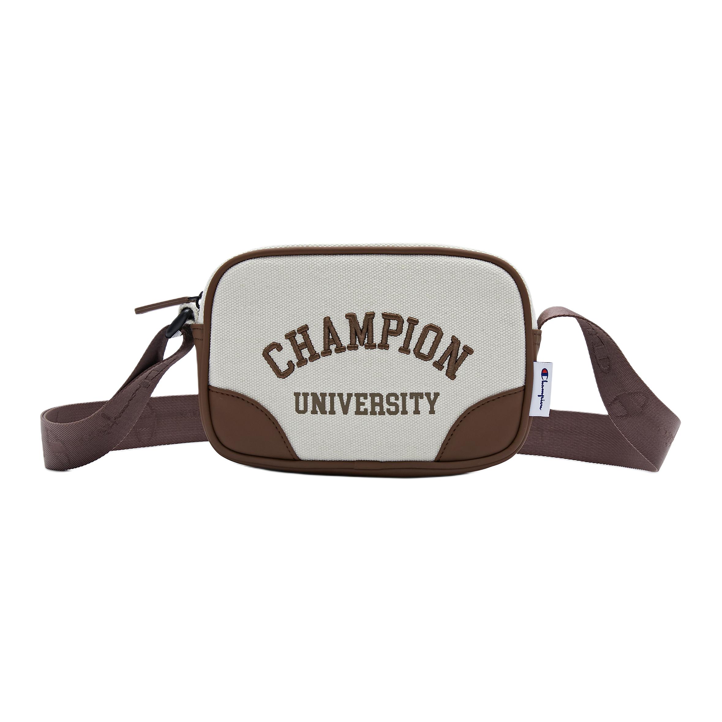 Champion Team Camera Bag Embroidered Logo Double Zipper Vintage Versatile Color Block Faux Leather Crossbody Bag Unisex bags U4CACPU14 Dark Brown 11890₽