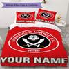Benutzerdefinierter Name Sheffield United FC Muster Bettwäsche Steppdecke Set Steppdecke Bezug Kissenbezug Heimdekoration Geburtstagsgeschenk (1*Bettbezug+2*Kissenbezug ohne Füllung)