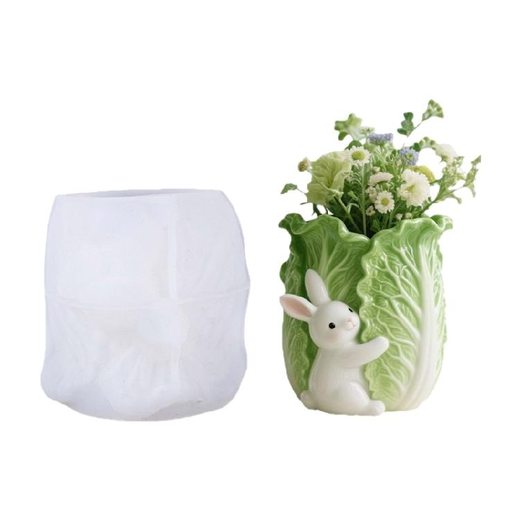 

Decorationative Silicone Rabbits Cabbage Mould Jewelry Holder Resin Casting Tool For Gifts And Home Decoration 1