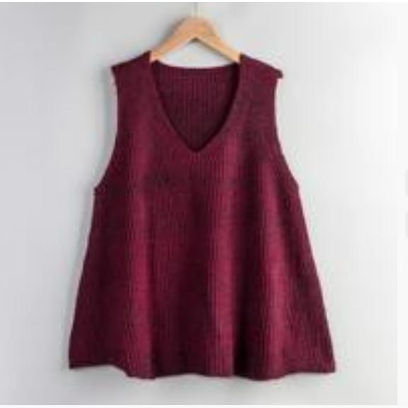 

Вязаный жилет женский весенний модный однотонный свободный без рукавов с V-образным вырезом пуловер женский M вино красного