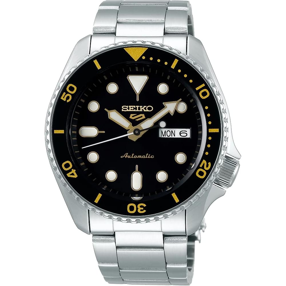 Seiko 5 Sports Black Dial Silver Stainless Steel Bracelet Watch