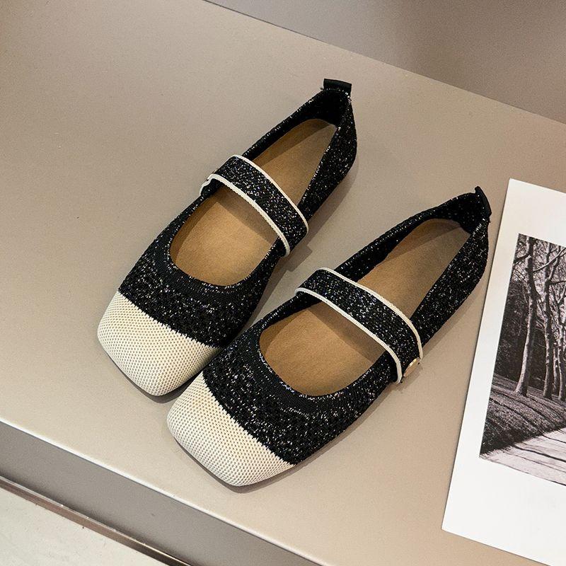 

Модные ретро туфли Мэри Джейн с квадратным носком для женщин, летние, комбинированные по цвету, женские балетки 2025, социальные, по низкой цене, модные, 39, элегантные туфли для платья 40