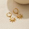 Fashion Sun Pattern Earrings Moonstone Embellished Stainless Steel Party Accessory Gift For Fashion Lovers