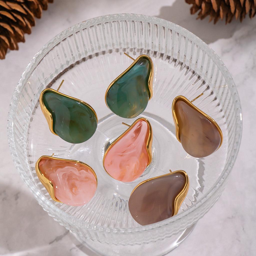 Yori Multi-Color Chubby Resin Earrings for Women Stainless Steel Popular Premium Classic Jewelry Wholesale