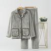 Autumn and Winter Loungewear Warm Thickened Pajamas Pajamas Women's Arctic Velvet Couple's Solid Color Cardigan Can Be Worn Loosely