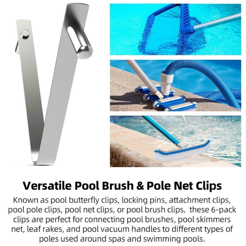 Heavy Duty V Shape Pool Clip Rustproof Stainless Steel Construction Strong Clamping Force Compatible With Skimmers Cleaners Garden Tool