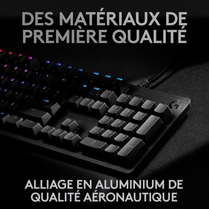 Clavier gamer - filaire - logitech g - g512 - gx brown - azerty - mécanique - rétroéclairé - noir