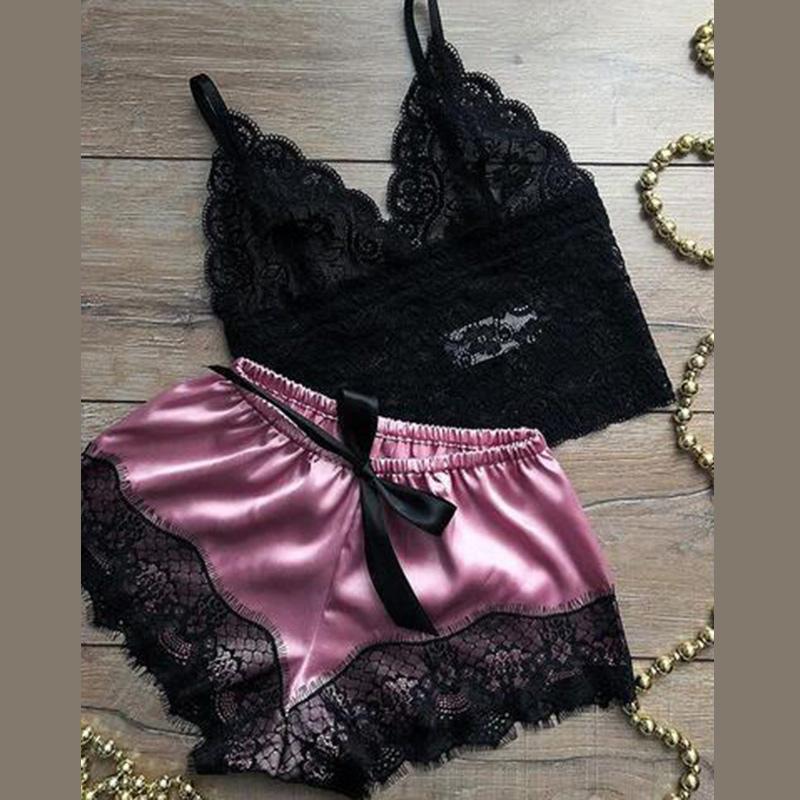 Women's Silk Halter Princess Nightgown Sexy Temptation Two-piece Underwear Nightgown Home Clothing
