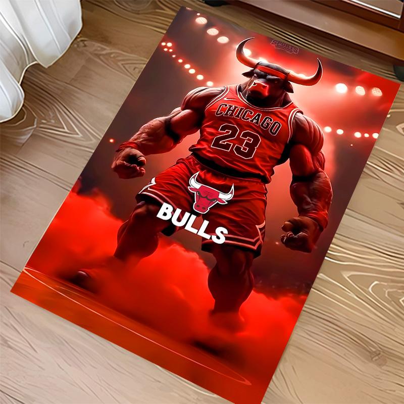 Chicago Bulls logo Print Area Rug-Soft,Washable Non-Slip Indoor Mat Office Chairs,Living Room,Home Office Decorative Rug