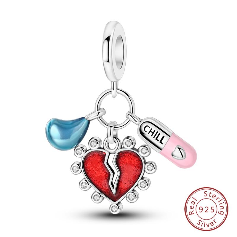 Charms Fit Qikaola Original Bracelet Red Series Motorcycle Luggage Copper Charms Beads For Women Lucky Birthday Jewelry Gift