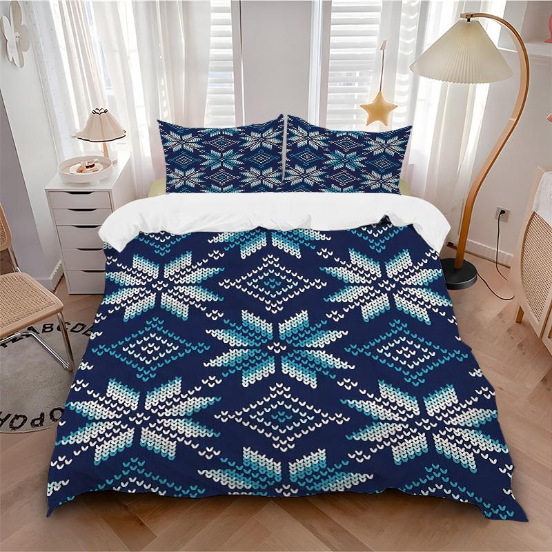 

3pcs Winter Snowflakes Bedding Set, Includes 1 Comforter + 2 Pillowcases, Without Pillow Inserts, Soft Comfortable, Lightweight Breathable043 135x200cm