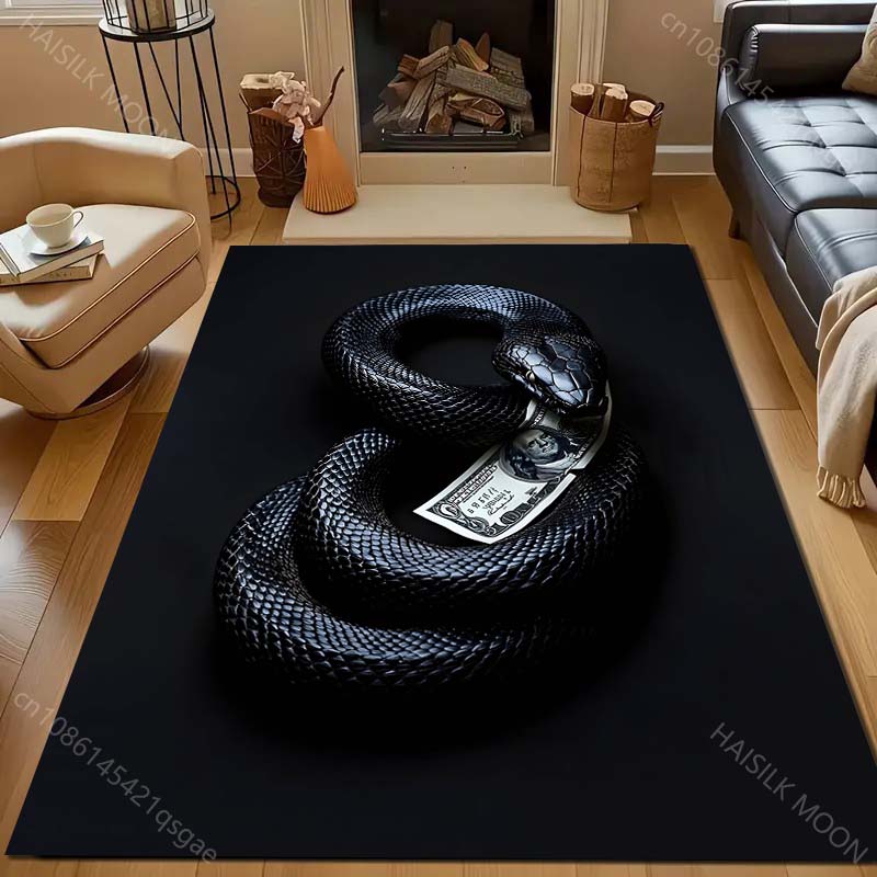 

Black Snake and Money Print Carpet for Bedroom Living Room Bedside Sofa Floor Mat Modern Home Decor Area Rug for Gifts 40x60cm (16x24in)