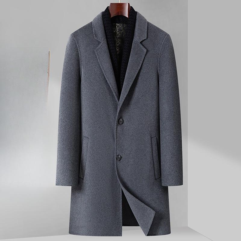 Двустороннее шерстяное пальто средней и длинной длины с утолщенным воротником и съемной — фото 2