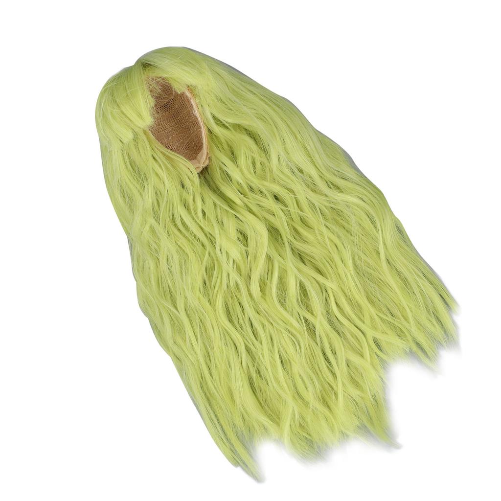 Doll Long Wig Soft Silk Mesh Cloth Simulated Scalp Flat Bang Green Artificial Hair for Ball Jointed