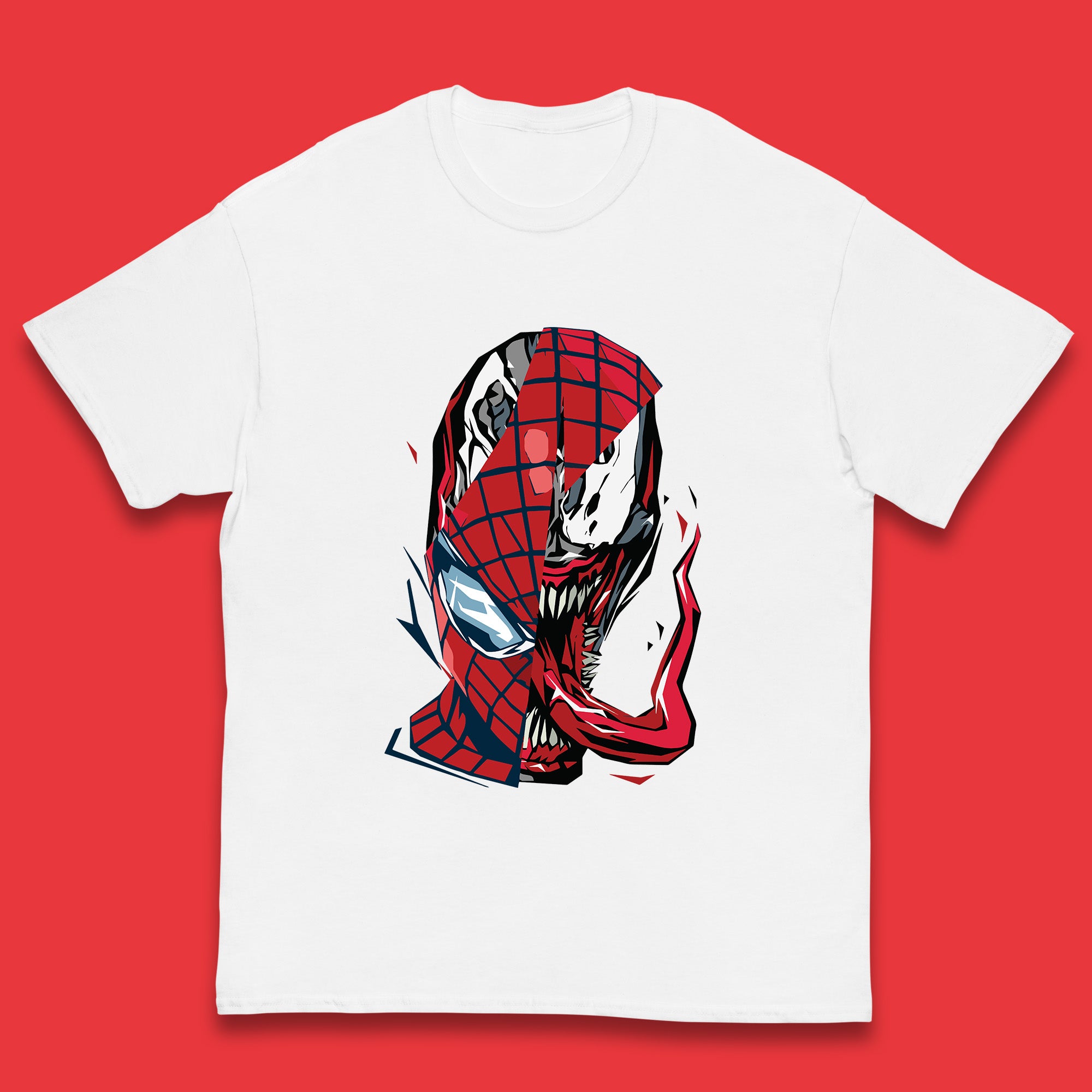 Marvel Spider-Man Maximum Venom Miles Morales Big Face Marvel Avenger Spider-Man & Venom Face Kids T Shirt 160
