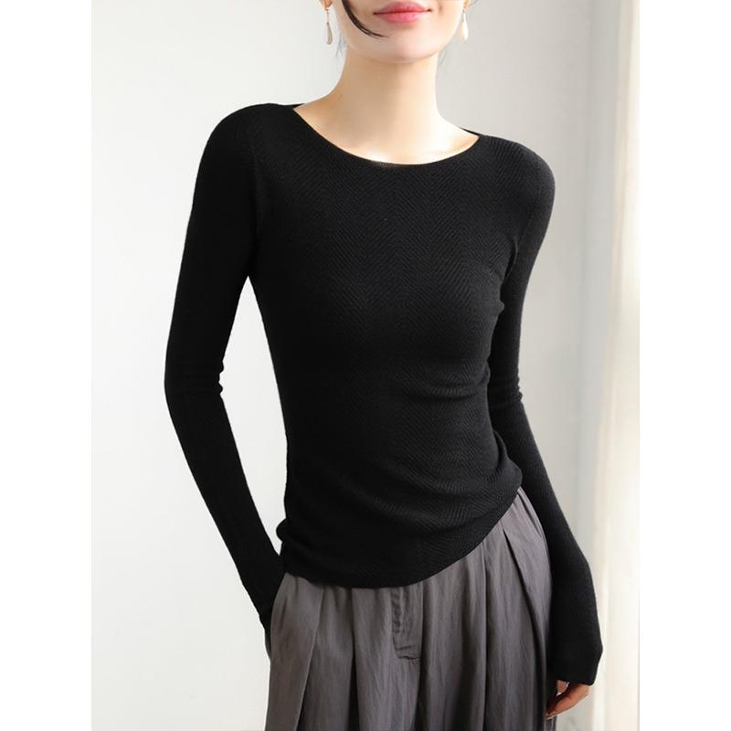 YYFS Damenmode, lässig, Herbst/Winter, einfarbig, mit Druck, lange Ärmel, O-Ausschnitt