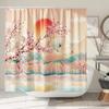 Japanese Shower Curtain Asian Art Mountain Shower Curtain Anime Cherry Blossom Shower Curtain Polyester 72X72 Inch