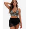 Sexy Bikini Split Mesh Skirt Three-piece Set Solid Color Plus Size Swimsuit Women