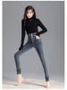 High-Waist Skinny Velvet-Lined Jeans - Women's Casual Japanese Korean Style, Autumn/Winter 2025.