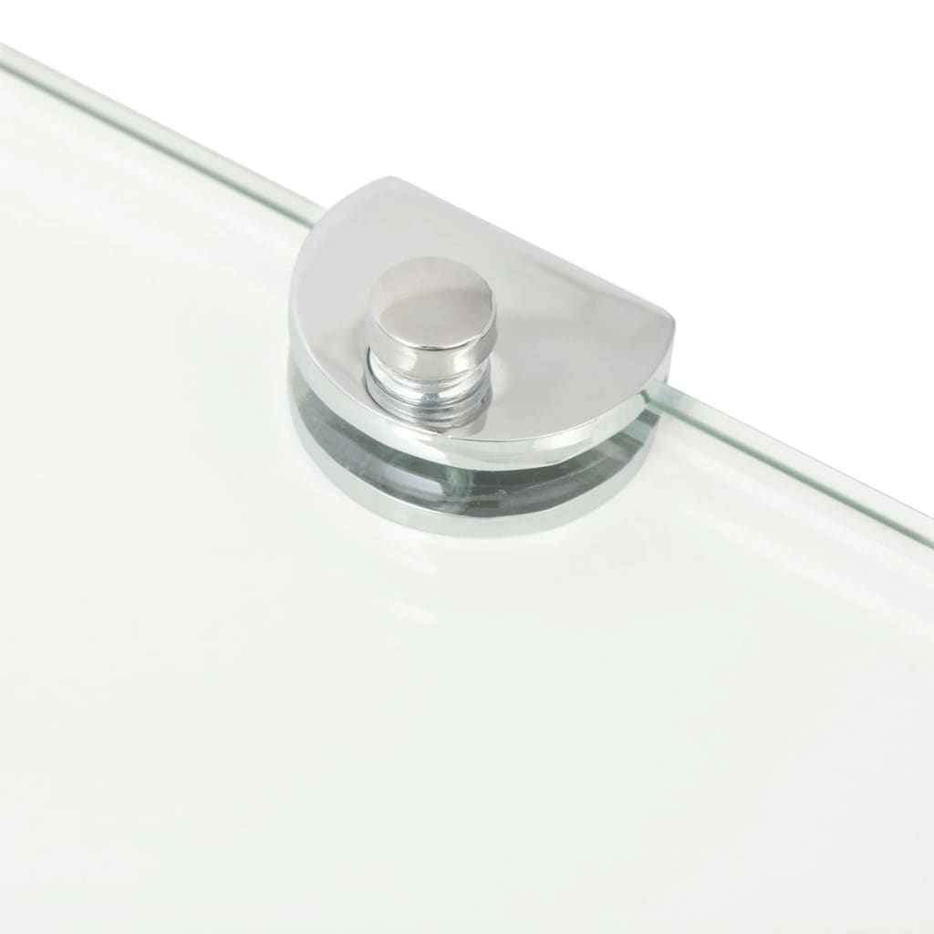 Corner Wall Shelves 2 pcs with Chrome Colored Brackets Transparent Glass
