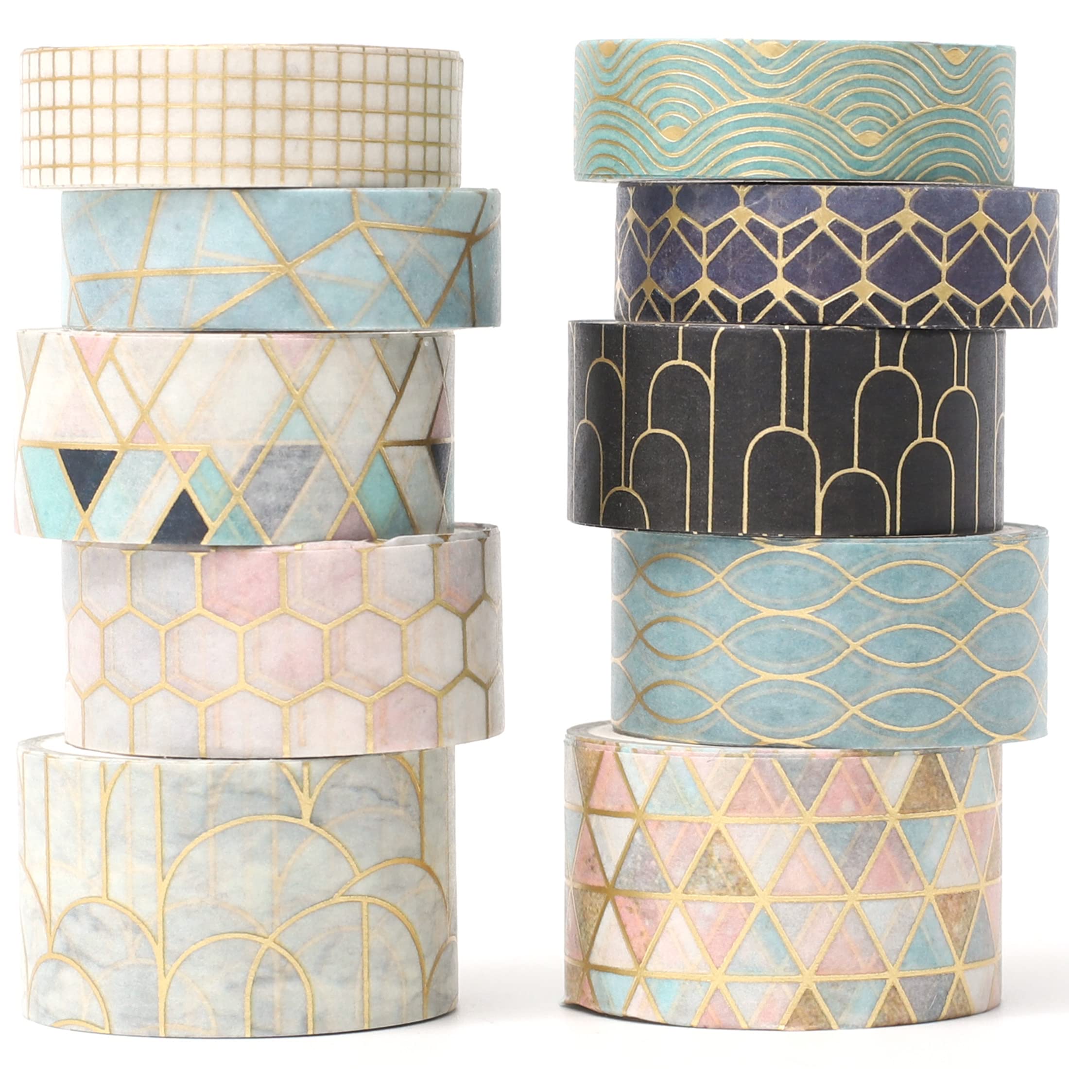 

YUBX Masking Set of Creative Washi Tape with Gold Foil Perfect for DIY Gift and Gift Decoration Tape, 10, Stamping, Crafts, Journals, Planners,