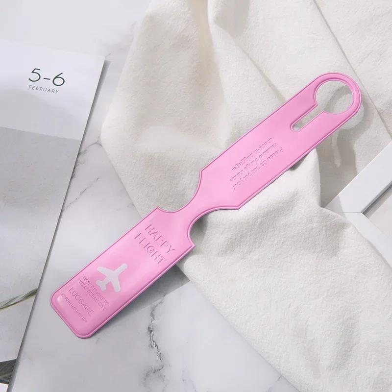 

Багажная бирка из ПВХ-полоски, посадочный талон, портативный брелок для багажа, чехол для багажа, бирка с защитой от потери, идентификационная бирка, дорожные аксессуары розовый