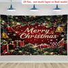 2D Red Green Christmas Backdrop "Merry Christmas" with Holly and Pine Photoshoot Background