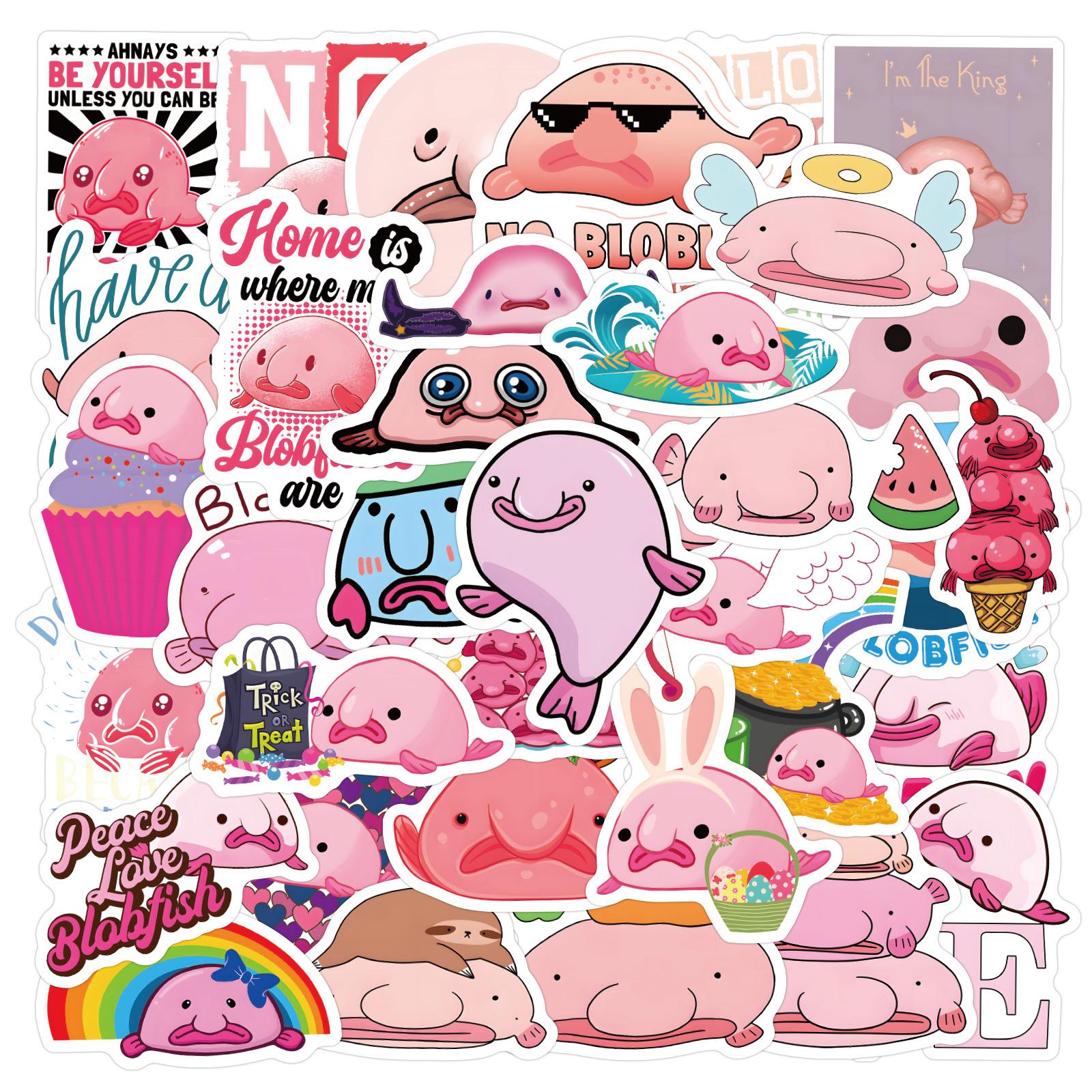 Car Beautiful Stickers Unisex Kids 60 New Blobfish Animal Graffiti Stickers Suitcase Notebook Scooter Water Cup Waterproof Stickers