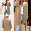 Women Sweater Cardigan V-neck Long Sleeve Twist Texture Knitting Tops with Pockets Solid Color Button-Up Knitting Jacket