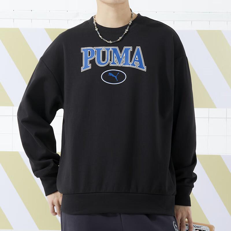 Puma Letter Logo Printed Sports Fitness Training Knit Crew Neck Pullover Long Sleeve Sweatshirt Unisex Sweatshirt Black 682929-01