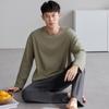 Men's Plus Size Pure Cotton Long-Sleeve Pajamas - Spring & Autumn Style for All Ages