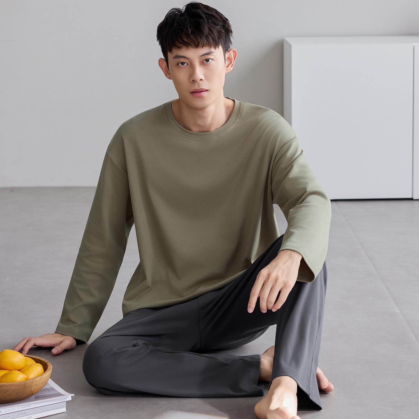 

Men s 100% Cotton Long Sleeve Pajama Set - Spring & Autumn 2025 Collection, Suitable for Outdoor Wear XL