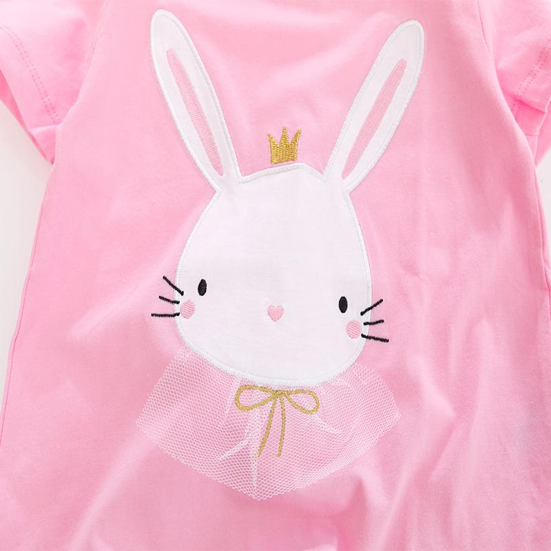 Little maven Girls t-shirts Animals Rabbit Appliques Pink Colors Baby Girls Tops Tees Shirts for 3years old Kids Clothes Cotton