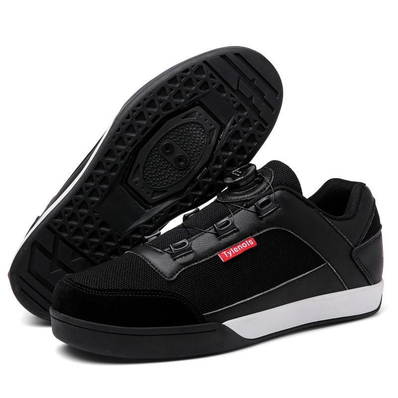 Mens Mountain Bike Cycling Shoes Flat Sole Stiff Rubber Outsole Breathable MTB Clipless Pedal