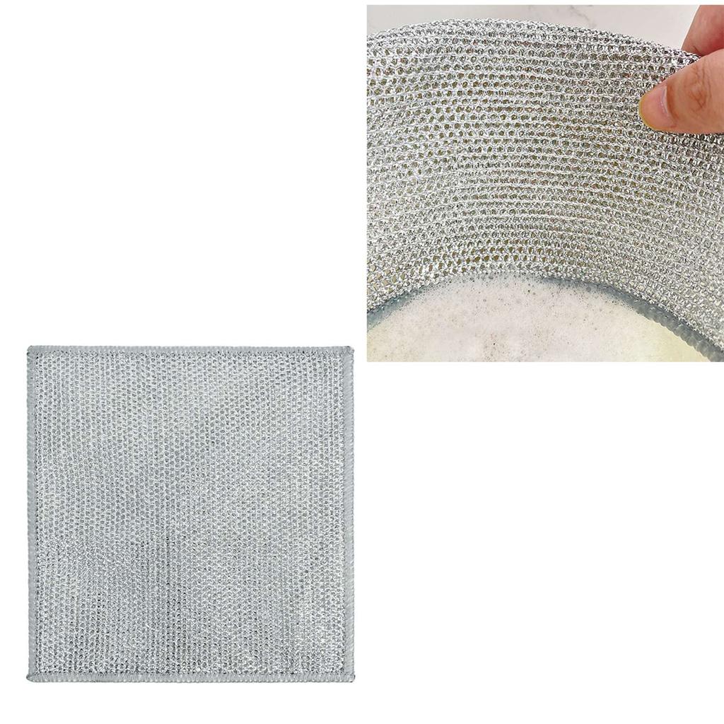 10 Stück Doppelseitige Silberdraht-Putzlappen Multifunktionale Antihaft-Geschirrtücher Spültücher für die Küche