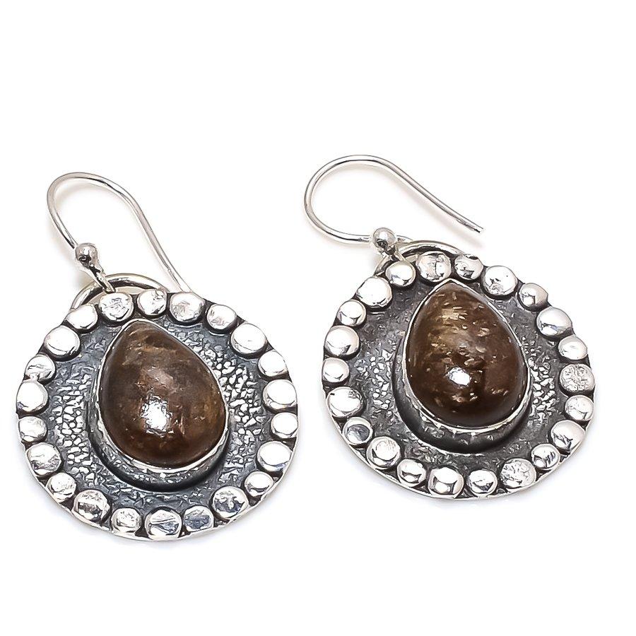 

Bronzite Gemstone Handmade 925 Silver Jewelry Earring 1.38 JCE481-34