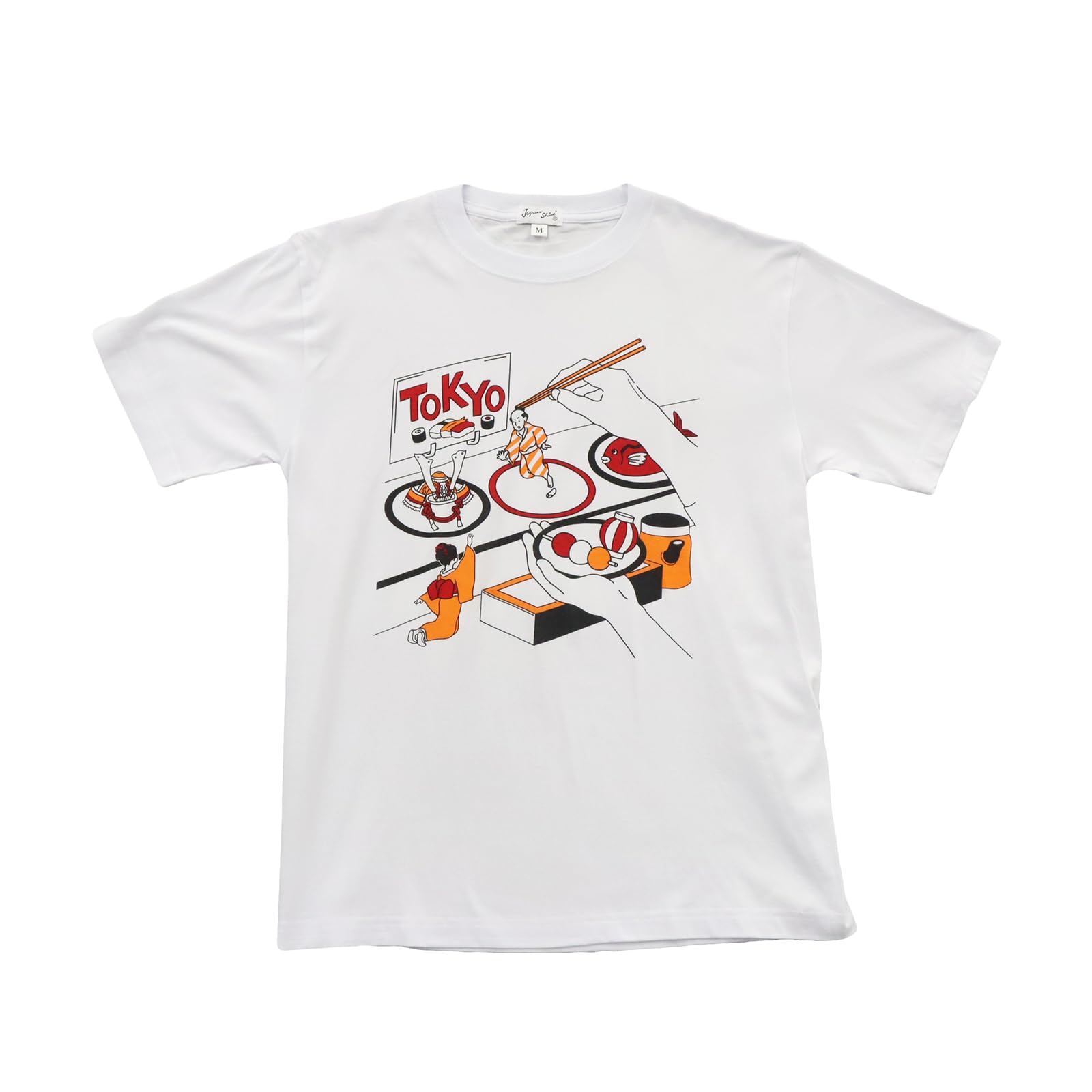 Japanese Souvenir Rotating Size White Shin-ei [T-shirt Sushi?] S,