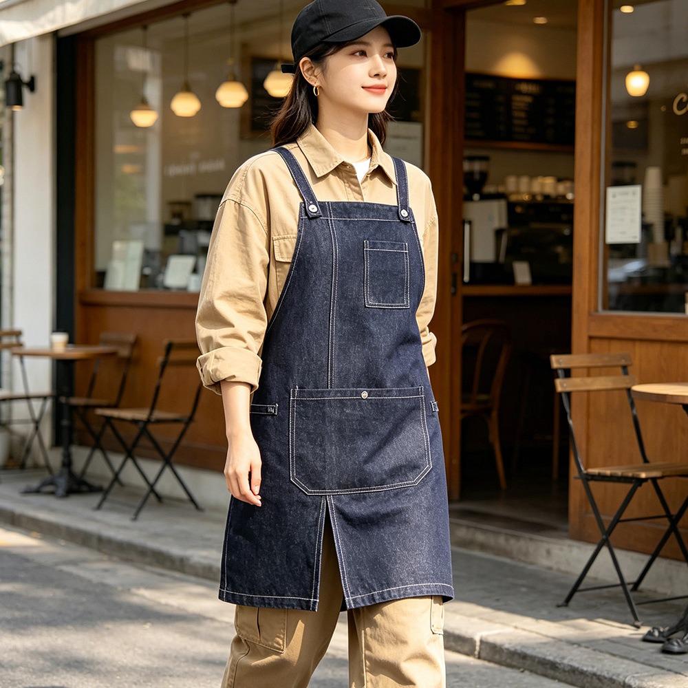 Waterproof Denim Apron: Ideal for Kitchen, Coffee Shop, BBQ, Gardening, and Barber Workwear