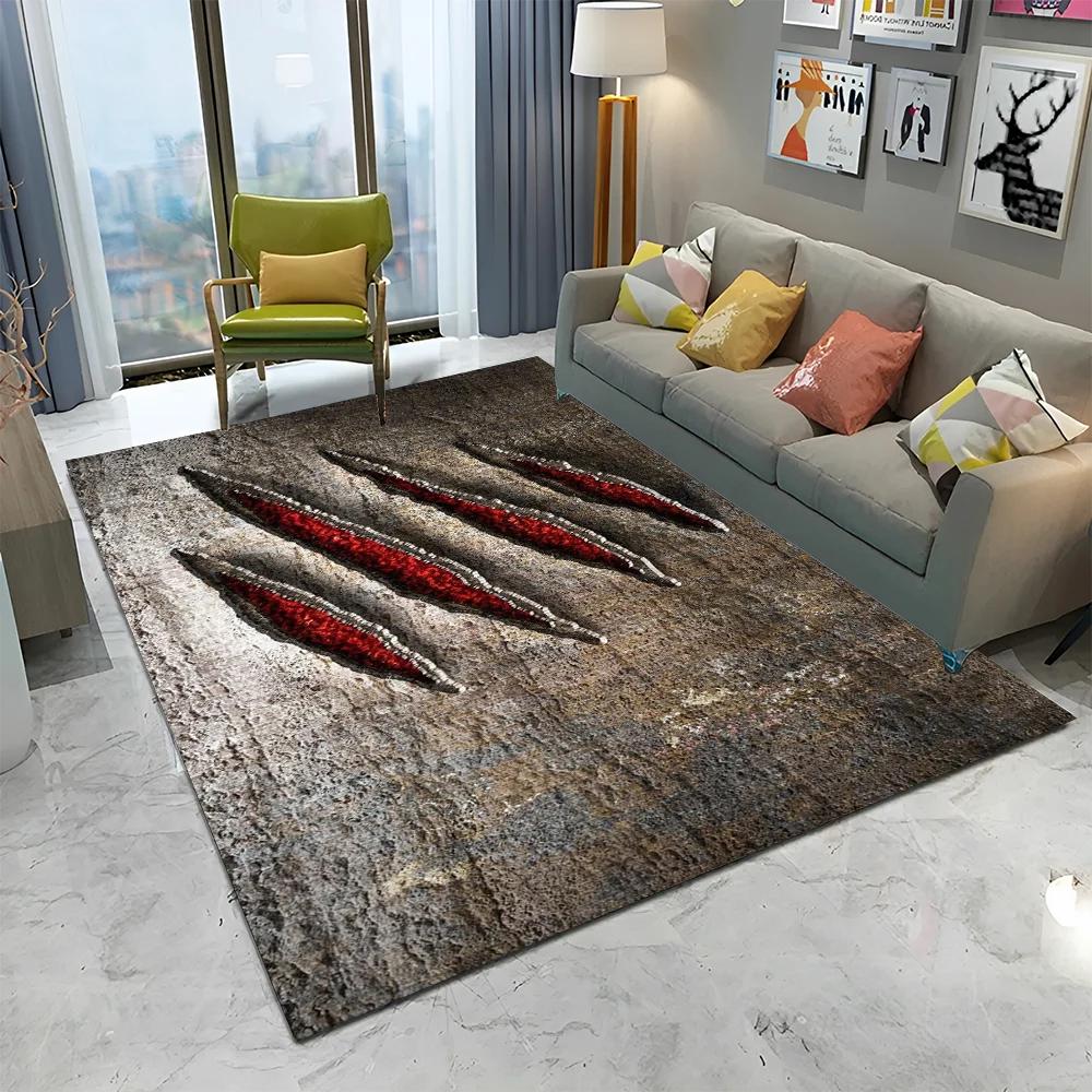 3D Beast Paw Print Claw Cartoon Carpet Rug for Home Living Room Bedroom Sofa Doormat Decor,kids Play Area Rug Non-slip Floor Mat