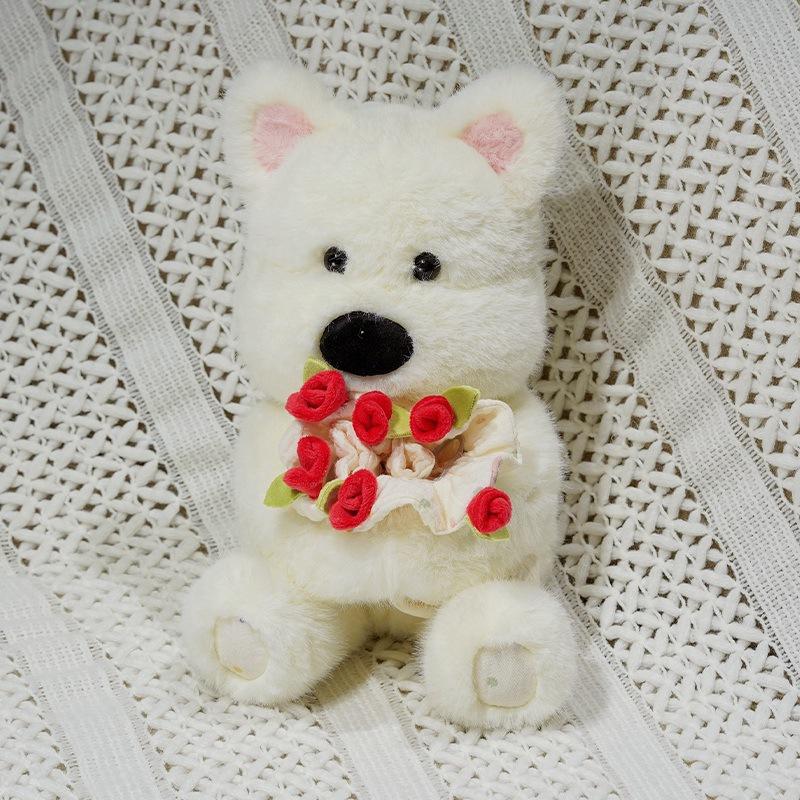 

Rose bear doll plush toy bunny holding rose doll soothing doll Qixi Festival confession gift female 30cm【0.35kg】