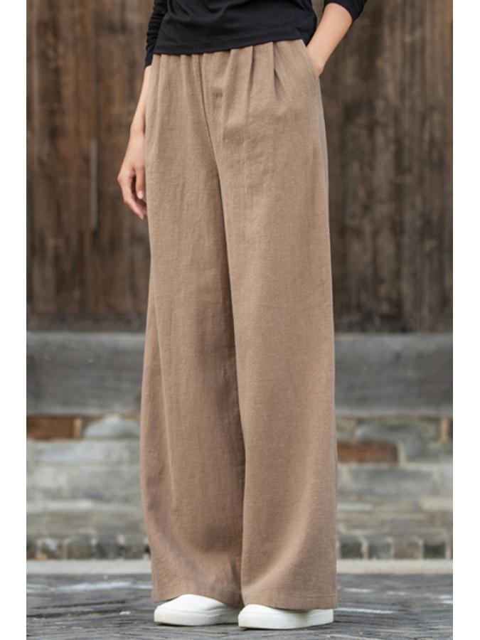 Artistic Spring/Summer Women's Cotton-Linen Wide-Leg Pants, Versatile and Casual