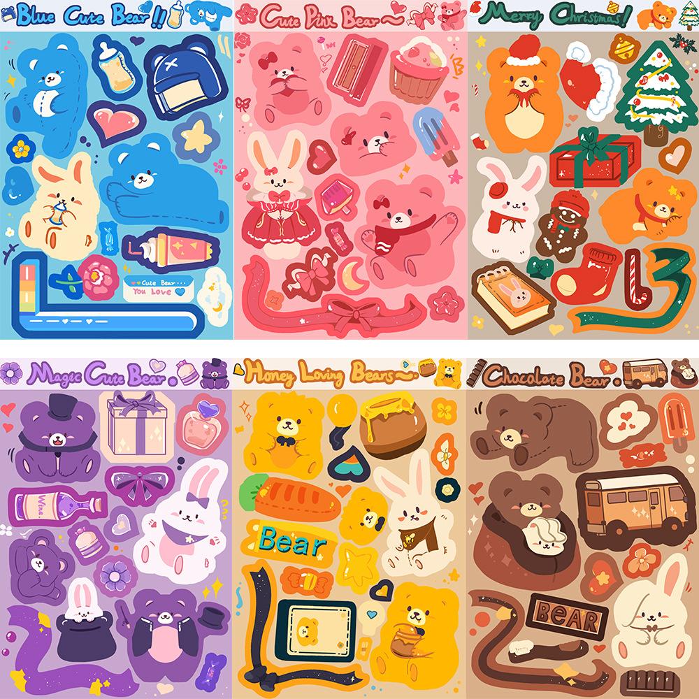 Toy Puzzle Stickers Honey Bear and Carrot Rabbit Guka Stickers Handicrafts Waterproof Repeat Decorative Stickers