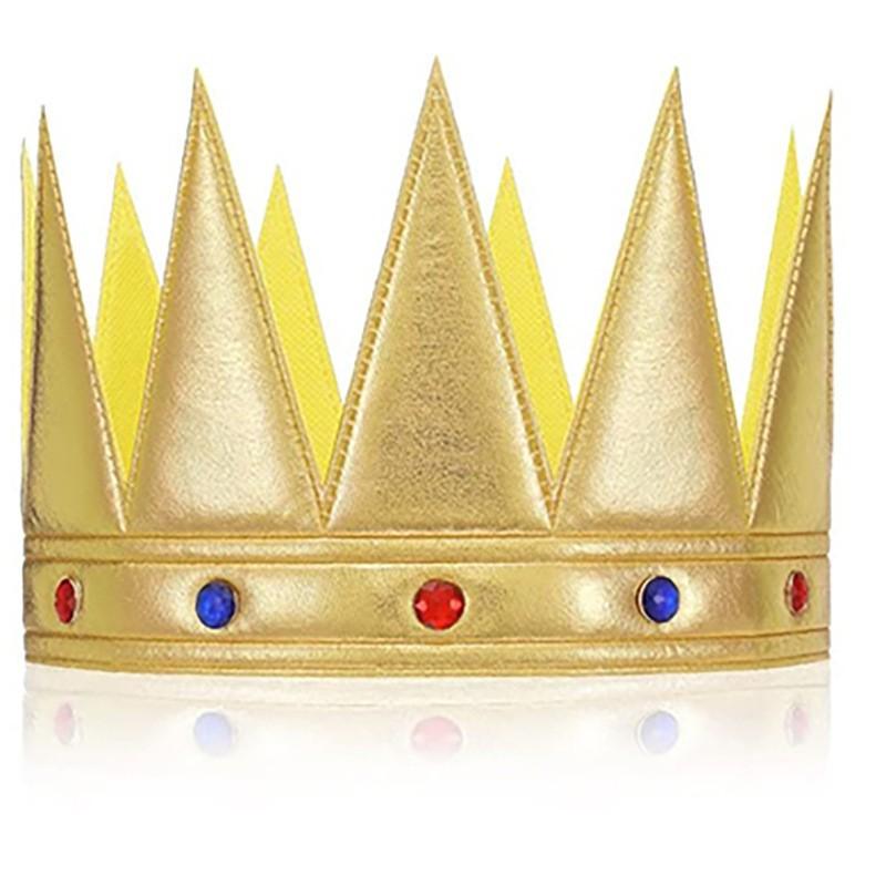 1PC Carnival Christmas Party Children's Ball Headgear Stickers Diamond Flannel Gold Adult King Crown Crown