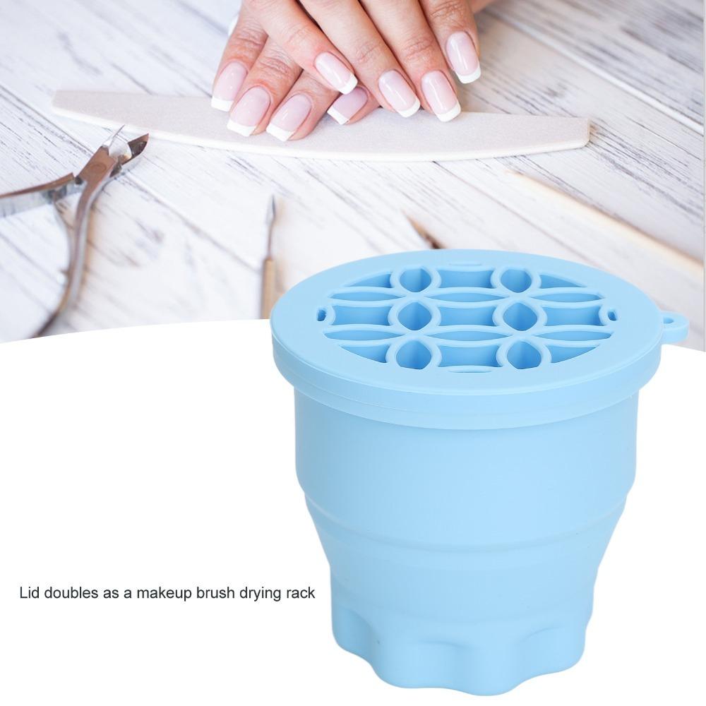 Blue Silicone Cosmetic Brush Cleaner Bowl Household Beauty Auxiliary Supply