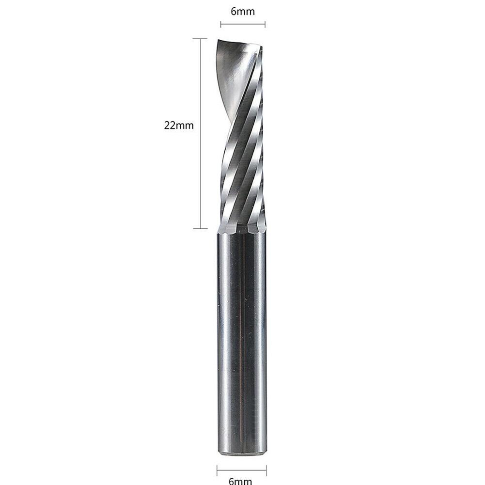 2Pcs 6mm Single Flute Spiral End Mill Carbide Router Bits for Aluminium 6*22mm