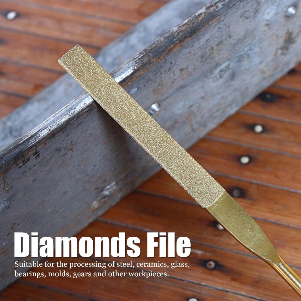 Sada 10 ks Sada jehlových pilníků 4x160 mm Mini titanem pokovených diamantů pro zpracování ocelové keramiky a skla