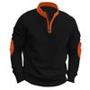 Sudadera de Forro Polar Casual Holgada de Color Contrastante para Hombre con Cuello Alto y Media Cremallera de Manga Larga